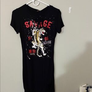 Fashion Nova Black Graphic Midi Dress